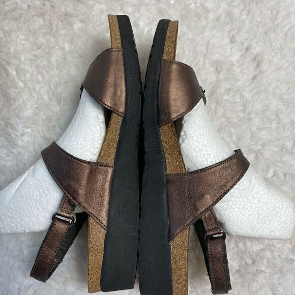 Naot leather metallic brown straps slings back wedge sandals size 10 - Picture 3 of 10